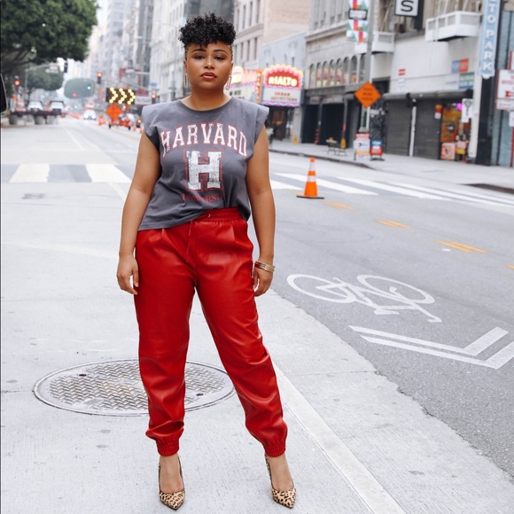 zara red leather pants